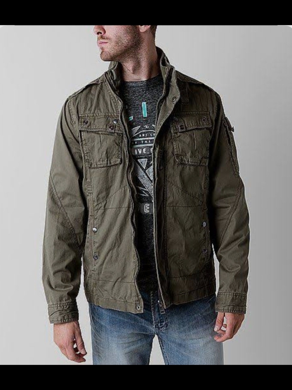Men's Roebuck & Co. Olive Military-Style Utility Jacket